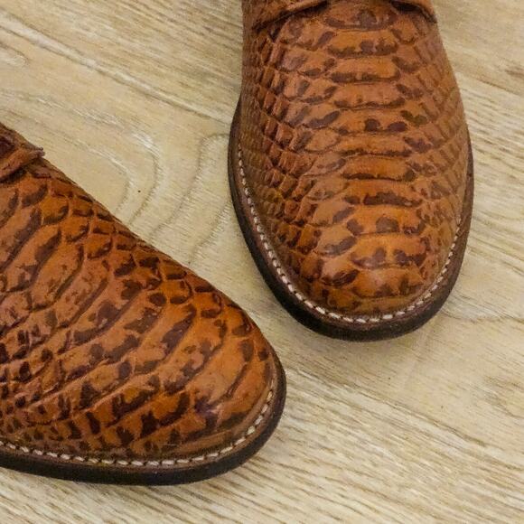 Stacy Adams Madison Anaconda Print Leather Shoes Brown 00055-240 Mens Size 7D - Picture 4 of 10
